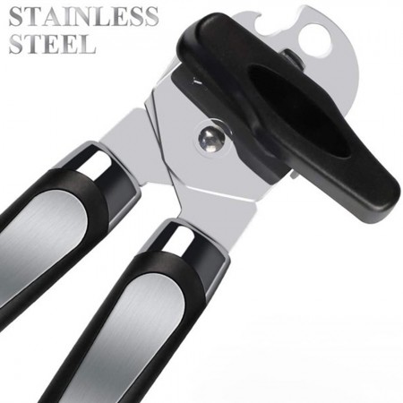 Meidong Can Opener, 3-In-1 Can Opener Manual Smooth Edge, Bottle Opener Ergonomic Anti-slip Grips, Lightweight Can Opener Stainless Steel with Heavy Duty Sharp Blade for Seniors Arthritis
